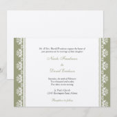 Invitation Frontière perlée verte de l'Écru mariage personnal (Devant / Derrière)