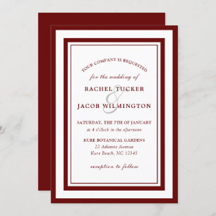 Invitation Frontière rouge de Bourgogne moderne Mariage simpl