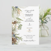 Invitation Frontière rustique Pinecone sur blanc (Debout devant)