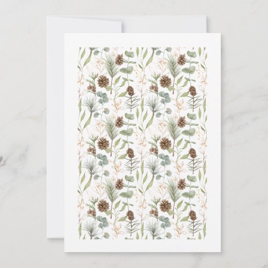 Invitation Frontière rustique Pinecone sur blanc (Dos)