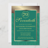 Invitation Frontière turquoise Bleue Et Or Motif Anniversaire (Devant)