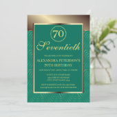 Invitation Frontière turquoise Bleue Et Or Motif Anniversaire (Debout devant)