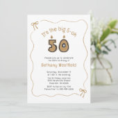 Invitation Frontière Whimsical Quirky Wavy 50e anniversaire (Debout devant)