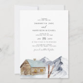 Invitation FROST Mountain Ski Cabine Snowy Winter Wedding (Devant)