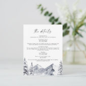 Invitation FROST Mountain Ski Winter Wedding Details Card (Debout devant)