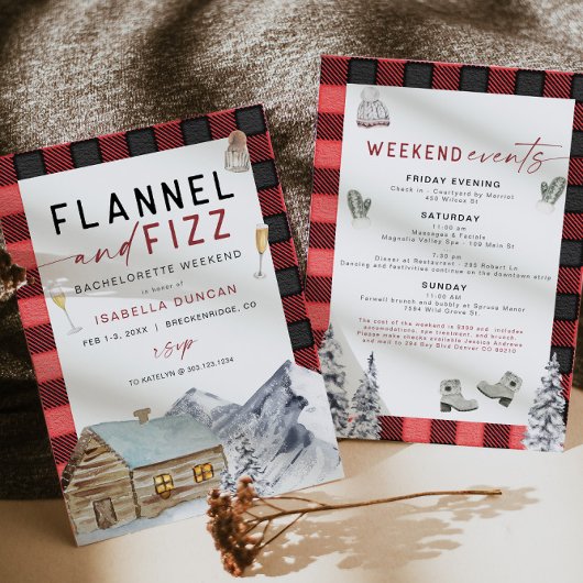 Invitation FROST Red Flannel & Fizz Winter Bachelorette Invit