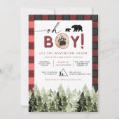 Invitation FROST Red Flannel Pine Bear Baby shower garçon (Devant)