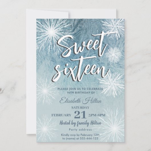 Invitation Frost Winter merveilleuse flocons de neige doux 16 (Devant)