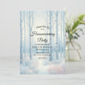 Invitation  Frosted Blue Birch Forest Housewarming Party (Debout devant)