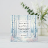 Invitation Frosted Blue Birch Forest Wedding (Debout devant)