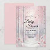 Invitation Frosted Petals in a Winter Woodland Baby Shower (Devant / Derrière)