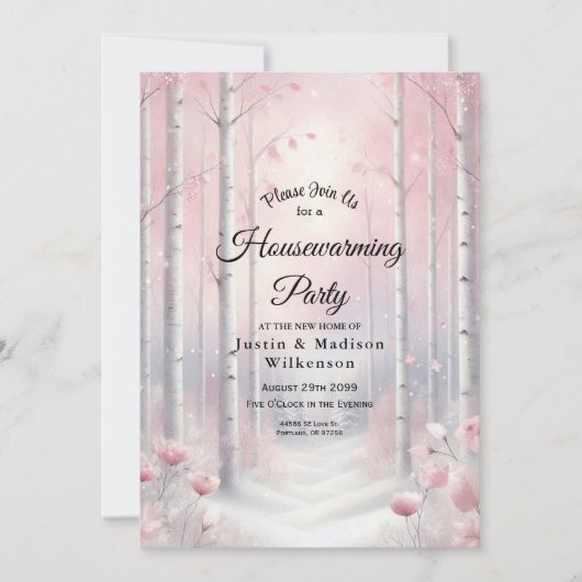 Invitation Frosted Petals in a Winter Woodland Housewarming (Devant)