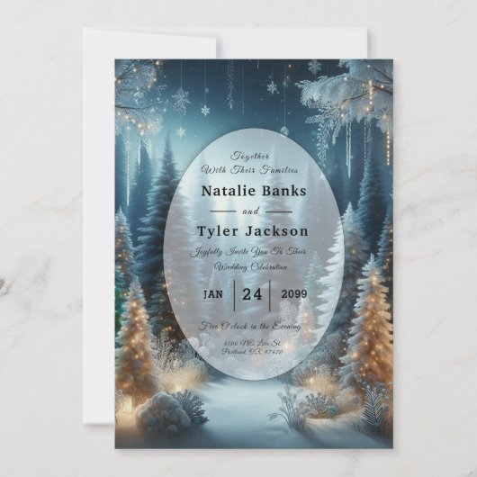 Invitation Frosted Pines in Winter Glow Mariage (Devant)
