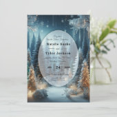 Invitation Frosted Pines in Winter Glow Mariage (Debout devant)