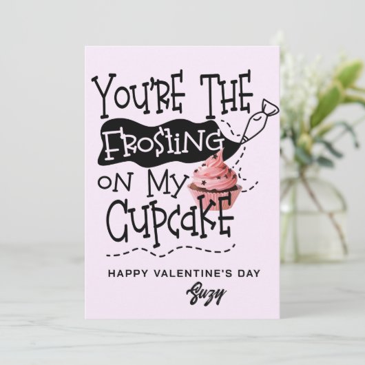 Invitation Frosting on My Cupcake Valentine Card (Debout devant)