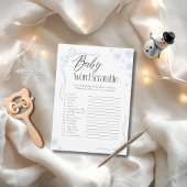 Invitation Frosty Blue Bow Baby Word Scramble Jeu