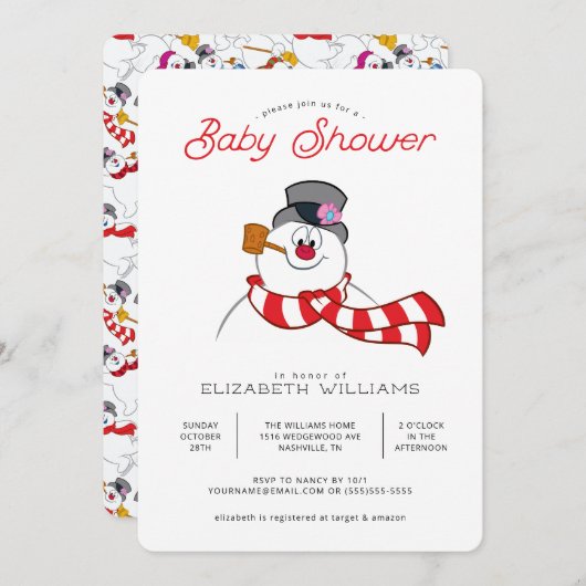 Invitation Frosty le Baby shower d'hiver Snowman™ (Devant / Derrière)