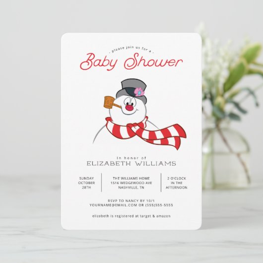 Invitation Frosty le Baby shower d'hiver Snowman™ (Debout devant)