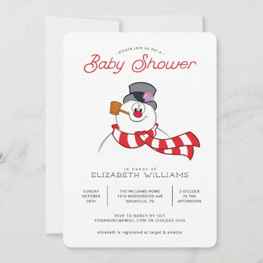 Invitation Frosty le Baby shower d'hiver Snowman™ (Devant)