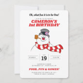 Invitation Frosty Snowman™ hiver 1er anniversaire (Devant)