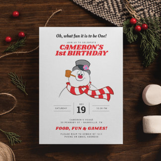 Invitation Frosty Snowman™ hiver 1er anniversaire