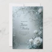 Invitation Frosty White Rose and Dusty Gray Winter Wedding (Devant)