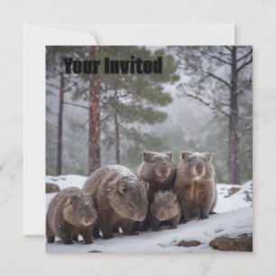 Invitation Frozen Burrow : famille australienne Wombat