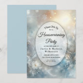 Invitation  Frozen Petals in Golden Winter Housewarming Party (Devant / Derrière)