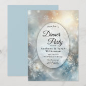 Invitation Frozen Petals in Golden Winter Restaurant Dinner (Devant / Derrière)