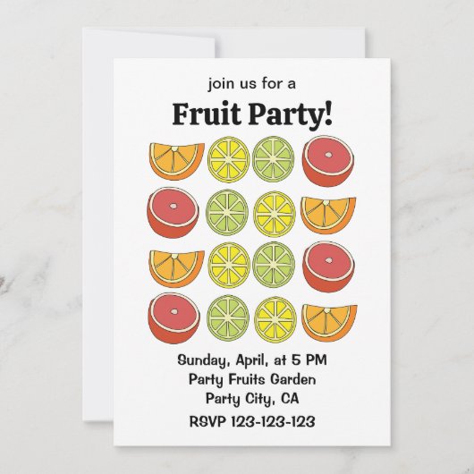 Invitation Fruit aux agrumes (Devant)