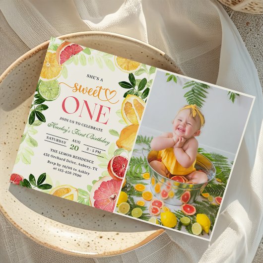 Invitation Fruit aux agrumes 1er anniversaire Photo