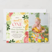 Invitation Fruit aux agrumes 1er anniversaire Photo (Devant)