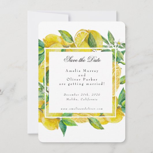 Invitation Fruit aux agrumes | Mariage élégant Enregistrer la (Dos)