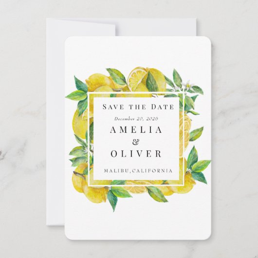 Invitation Fruit aux agrumes | Mariage élégant Enregistrer la (Devant)