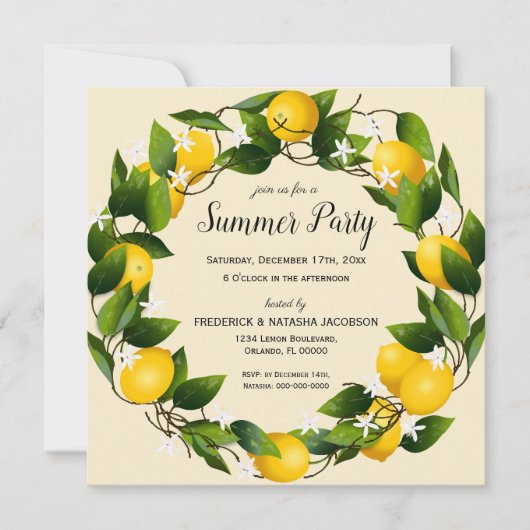 Invitation Fruit Citrus citron (Devant)