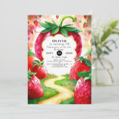 Invitation Fruit coloré Joyeux fraise Anniversaire (Debout devant)
