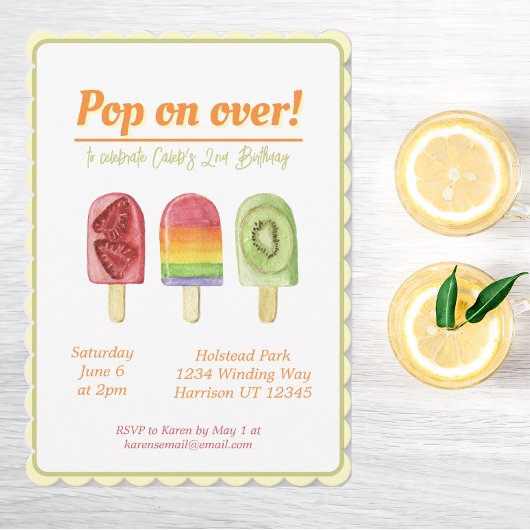 Invitation Fruit coloré Popsicle été Anniversaire