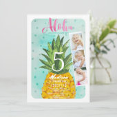 Invitation Fruit d'ananas Tropical tendance bleu et jaune (Debout devant)