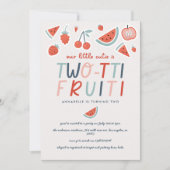 Invitation Fruit de 2e anniversaire rouge été fête des enfant (Devant)