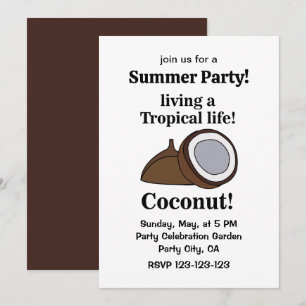 Invitation Fruit de coco Fête tropicale d'été