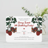 Invitation Fruit de framboise rouge mignonne 5e anniversaire (Debout devant)