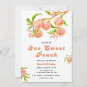 Invitation Fruit de Pêche Douce 1er anniversaire (Devant)
