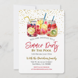 Invitation Fruit d'été Cocktail Pool Party