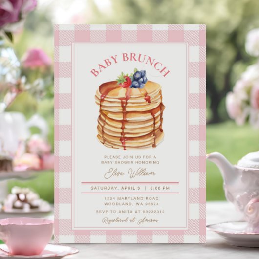 Invitation Fruit rose Baby shower de Crêpe Brunch