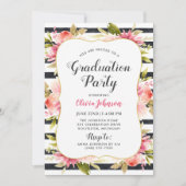 Invitation Fruit rose moderne Fleur Noir Grandes Parties (Devant)