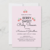 Invitation Fruit simple Cerises Baby shower rouge rose (Devant)