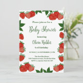 Invitation Fruit sucré fraise Fille Baby shower frais (Debout devant)