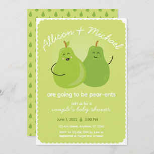 Invitation Fruit Thème Pear Couples Baby shower mixte