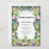 Invitation Fruit tropical | Coucher de soleil verdoyant Quinc (Devant)