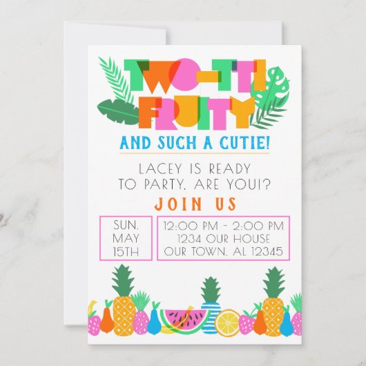 Invitation Fruité TWO-TTI & Telle Cutie! (Devant)